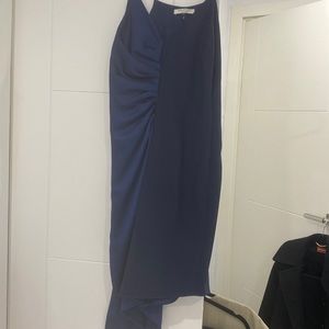 Halston heritage navy asymmetrical dress size 4